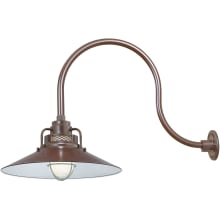 RLM 1 Light Outdoor Wall Sconce with 18" Wide Railroad Shade and 24" Gooseneck Stem