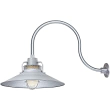 RLM 1 Light Outdoor Wall Sconce with 18" Wide Railroad Shade and 24" Gooseneck Stem