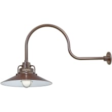 RLM 1 Light Outdoor Wall Sconce with 18" Wide Railroad Shade and 30" Gooseneck Stem