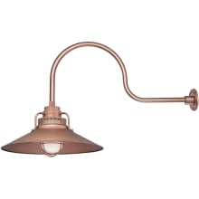 RLM 1 Light Outdoor Wall Sconce with 18" Wide Railroad Shade and 30" Gooseneck Stem