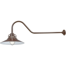 RLM 1 Light Outdoor Wall Sconce with 18" Wide Railroad Shade and 41" Gooseneck Stem