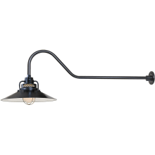 RLM 1 Light Outdoor Wall Sconce with 18" Wide Railroad Shade and 41" Gooseneck Stem