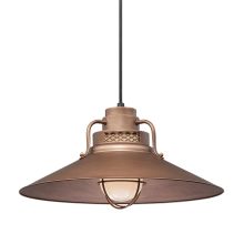 RLM 1 Light Outdoor Pendant with 18" Wide Railroad Shade and 12" Stem