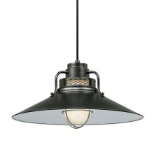 RLM 1 Light Outdoor Pendant with 18" Wide Railroad Shade and 12" Stem