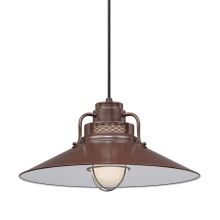RLM 1 Light Outdoor Pendant with 18" Wide Railroad Shade and 24" Stem