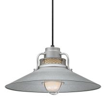 RLM 1 Light Outdoor Pendant with 18" Wide Railroad Shade and 24" Stem