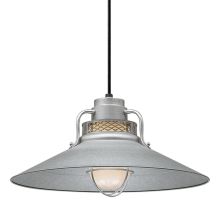 RLM 1 Light Outdoor Pendant with 18" Wide Railroad Shade and 36" Stem
