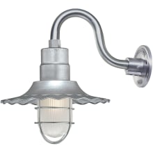 RLM 1 Light Outdoor Wall Sconce with 12" Wide Radial Wave Shade and 10" Gooseneck Stem