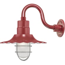 RLM 1 Light Outdoor Wall Sconce with 12" Wide Radial Wave Shade and 10" Gooseneck Stem