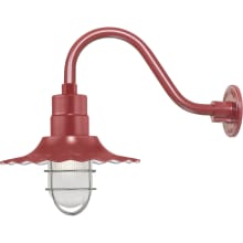RLM 1 Light Outdoor Wall Sconce with 12" Wide Radial Shade and 14.5" Gooseneck Stem