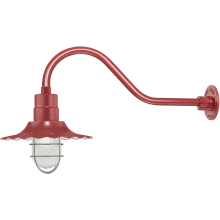 RLM 1 Light Outdoor Wall Sconce with 12" Wide Radial Shade and 21.5" Gooseneck Stem