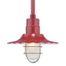 RLM 1 Light Outdoor Pendant with 12" Wide Radial Shade and 12" Stem