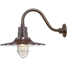 RLM 1 Light Outdoor Wall Sconce with 15" Wide Radial Shade and 14.5" Gooseneck Stem