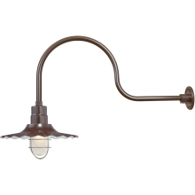 RLM 1 Light Outdoor Wall Sconce with 15" Wide Radial Shade and 30" Gooseneck Stem
