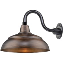RLM 1 Light Outdoor Wall Sconce with 14" Wide Warehouse Shade and 10" Gooseneck Stem