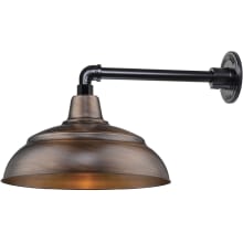 RLM 1 Light Outdoor Wall Sconce with 14" Wide Warehouse Shade and 13" Gooseneck Stem