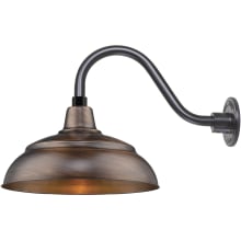 RLM 1 Light Outdoor Wall Sconce with 14" Warehouse Shade and 14.5" Gooseneck Stem