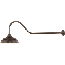 RLM 1 Light Outdoor Wall Sconce with 14" Warehouse Shade and 41" Gooseneck Stem