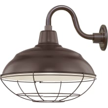 RLM 1 Light Outdoor Wall Sconce with 17" Wide Warehouse Shade and 10" Gooseneck Stem