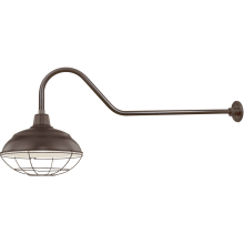 RLM 1 Light Outdoor Wall Sconce with 17" Warehouse Shade and 41" Gooseneck Stem
