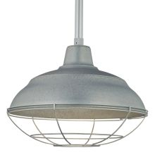 RLM Single Light 17" Wide Outdoor Pendant with Warehouse Shade and 24" Stem
