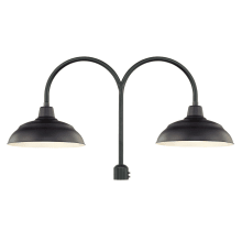RLM 2 Light Post Light with 17" Warehouse Shade and Double Post Adapter