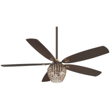 Bling 56" 5 Blade Indoor LED Ceiling Fan with Crystal Glass and Remote Included