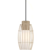 Watermill 1 Light 13" Wide Robin Baron Pendant with Etched Opal and Natural Wicker Shades