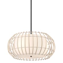 Watermill 3 Light 20" Wide Robin Baron Cage Multi Light Pendant with Etched Opal and Natural Wicker Shades