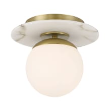 Orban 1 Light 9" Wide Semi-Flush Globe Ceiling Fixture with Etched Opal Glass