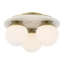 Orban 3 Light 15" Wide Semi-Flush Globe Ceiling Fixture with Etched Opal Glass
