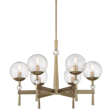 Populuxe 6 Light 28" Wide Globe Chandelier with Clear Volcanic Glass
