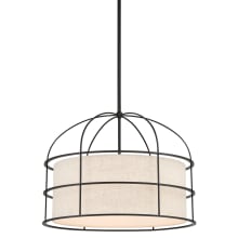 Gateway Park 5 Light 20" Wide Cage Pendant with Oatmeal Linen Shade