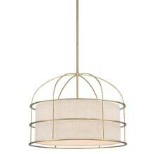 Gateway Park 5 Light 20" Wide Cage Pendant with Oatmeal Linen Shade