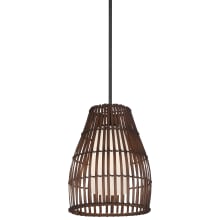 Brentwood Shore 12" Wide Pendant with Bamboo and Etched Opal Glass Shades