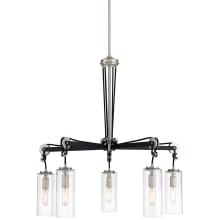 Pullman Junction 5 Light 28" Wide Chandelier with Clear Glass Shades