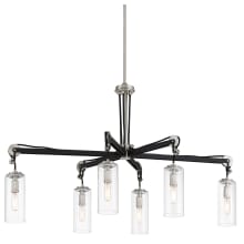 Pullman Junction 6 Light 40" Wide Linear Chandelier with Clear Glass Shades