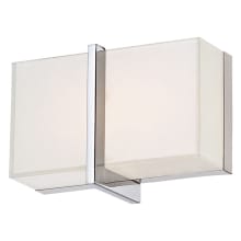 High Rise 9" Wide LED ADA Bath Bar with Mitered White Glass