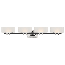 Drury 4 Light 36" Wide LED Bathroom Vanity Light with Etched Opal Glass Shades