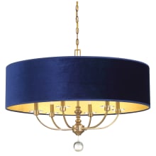 Van Noord 6 Light 32" Wide Pendant with Blue Velvet Shade