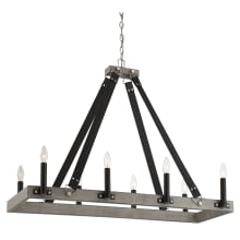 Rawson Ridge 8 Light 37" Wide Linear Chandelier with Leather Straps