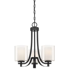 Parsons Studio 3 Light 18" Wide Vantage Chandelier with Clear / Etched White Glass Shades