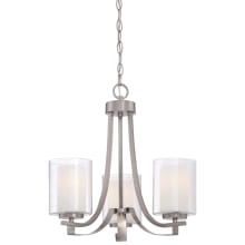 Parsons Studio 3 Light 18" Wide Vantage Chandelier with Clear / Etched White Glass Shades