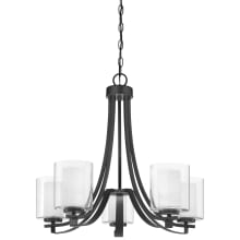 Parsons Studio 5 Light 26" Wide Vantage Chandelier with Clear / Etched White Glass Shades