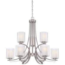 Parsons Studio 9 Light 32" Wide Vantage Chandelier with Clear / Etched White Glass Shades