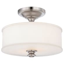 Harbour Point 2 Light 14" Wide Semi-Flush Ceiling Fixture with Etched White Glass