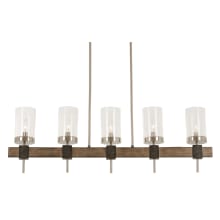 Bridlewood 5 Light 40" Wide Taper Candle Linear Chandelier with Seedy Glass Shades