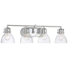 4 Light 31.5" Width Bathroom Vanity Light with Clear Seeded Shade from the Seeded Bath Art Collection