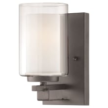 Parsons Studio 9" Tall Vantage Bathroom Sconce with Clear / Etched White Glass Shades