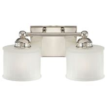 1730 Series 2 Light 15" Wide Bathroom Vanity Light with Etched Glass Shades